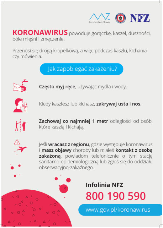 plakat jak zapobiegać zakażeniu koronawirus