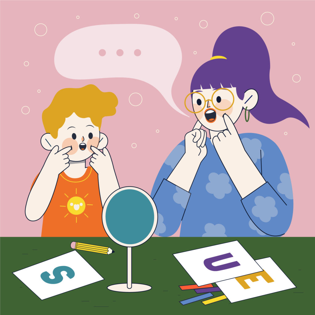 ilustracja przedstawia jak wygląda zawód logopedy
