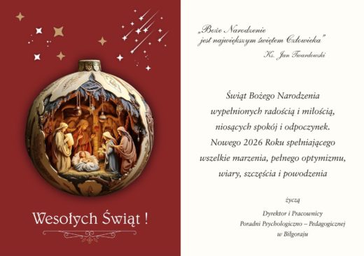 Życzenia, Boże Narodzenie 2025, Szczęśliwego Nowego Roku 2026, kartka PPP Biłgoraj