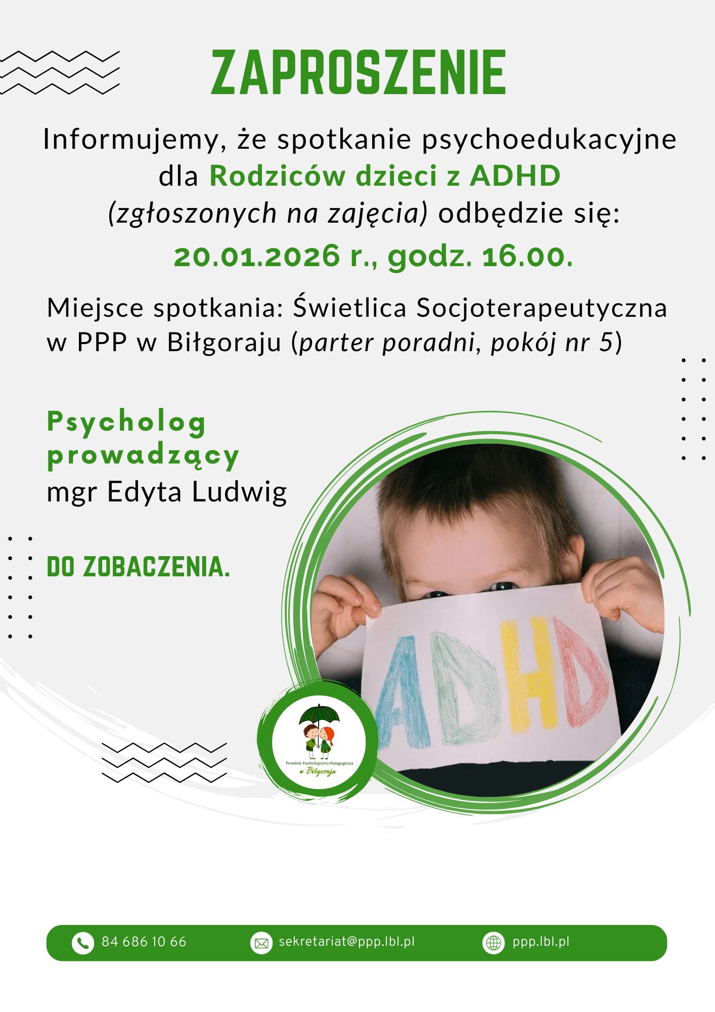 Spotkanie psychoedukacyjne dla Rodziców dzieci z ADHD