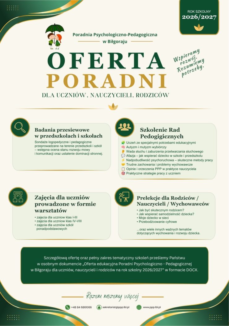 Plakat - PPP BIŁGORAJ oferta edukacyjna 2026 2027